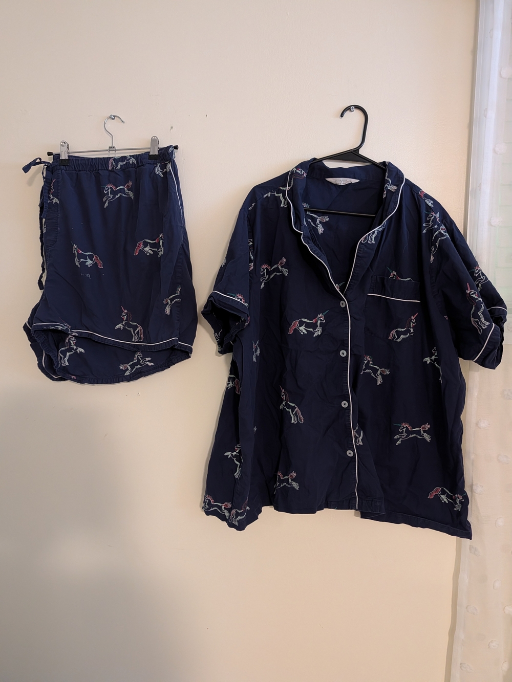 Women's Navy Unicorn Print Pajama Set